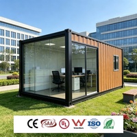Bureau conteneur modulaire démontable avec mur en verre à rupture de pont thermique en aluminium et certification électrique locale pour usage commercial