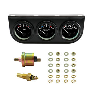 Wenle 2 ''52mm mekanik krom evrensel 12V 24V siyah çerçeve voltmetre su sıcaklığı yağ basıncı üçlü 3 göstergeler kiti evrensel - Product Image 1