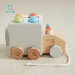 Asweets新设计的蒙特梭利木制玩具造型精细运动技能匹配教育组装木制火车
