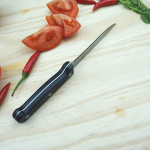 Cuisine de découpe de viande en acier inoxydable lame dentelée couteau à steak avec manche en pom noir - Product Image 5