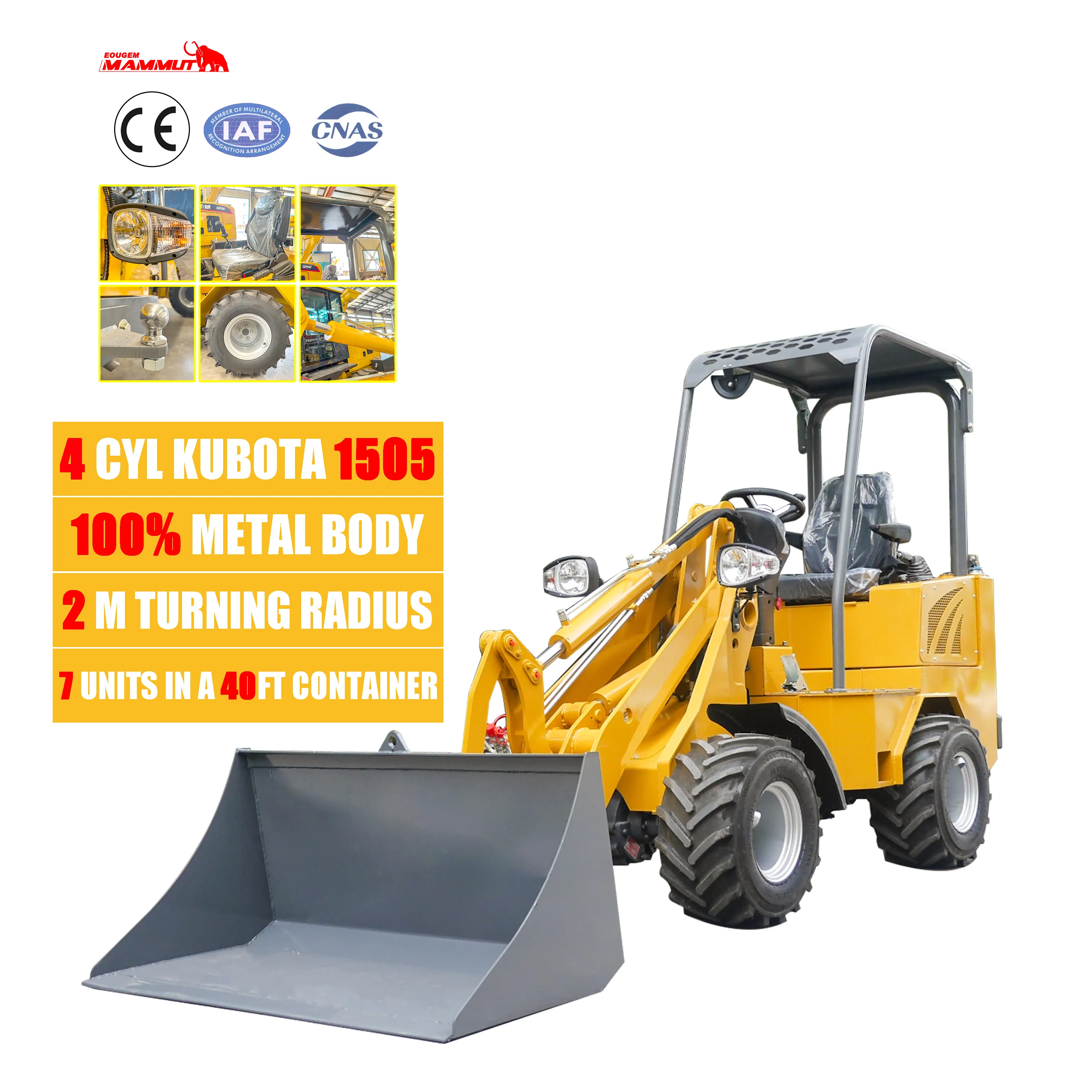 Wheel loader 0.8ton 1ton 2.5ton 3 ton small construction machinery High quality EPA4 diesel engine loaders