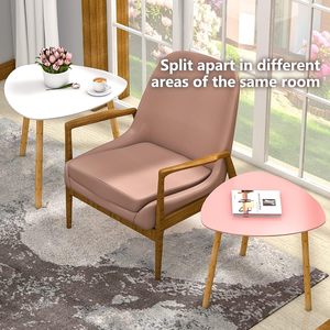 Tables Basses Gigognes Modernes Blanc Rose Triangle <span class=keywords><strong>Table</strong></span> d'Appoint pour Salon Appartement Balcon - Product Image 5