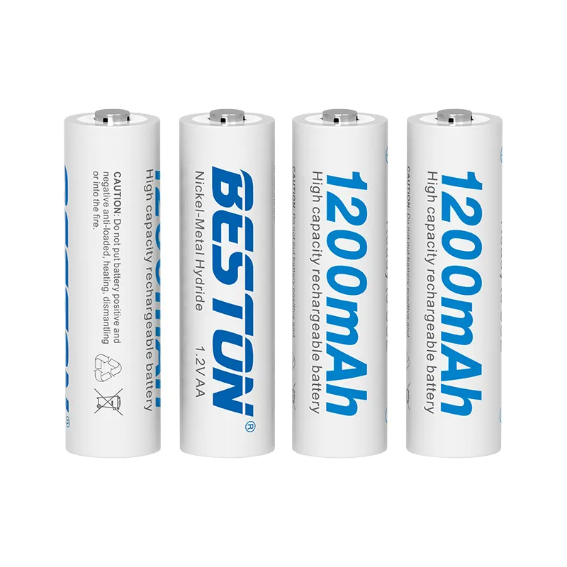 BESTON gran oferta 4 piezas 1,2 V AA 1200mAh Ni-mh batería recargable al por mayor para micrófono soporte personalización 1200 ciclos