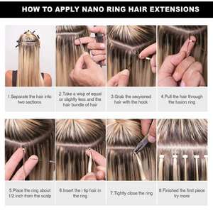 Extensions de cheveux humains doublement étirés à micro-anneaux, vente en gros, extensions de cheveux russes à anneaux nano, cuticules alignées, cheveux Remy de qualité supérieure - Product Image 5