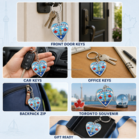 Porte-clés personnalisé en gros de l'usine de Toronto, en forme de cœur, en émail souple, en métal, souvenir du Canada, Tour de la CN, feuille d'érable, cadeau touristique