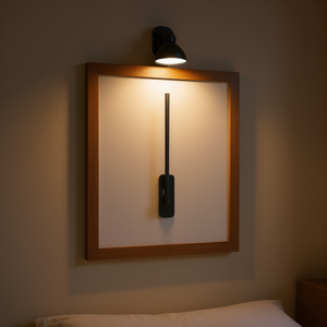 Lampe murale LED Dolami en fer noir avec clip magnétique, rechargeable, à intensité variable, commande tactile, luminaire de chambre à coucher, design minimaliste - Product Image 2