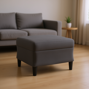 Pouf in tessuto grigio scuro 23,6x19,7x16,1 pollici, sgabello contemporaneo per soggiorno, arredamento moderno per la casa - Product Image 2