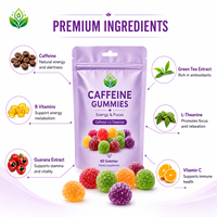 Gummies à la caféine naturelle OEM avec L-Théanine, 60 unités, complément énergétique et pour la concentration
