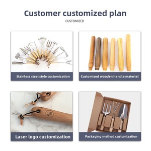Ensemble d'outils <span class=keywords><strong>de</strong></span> jardinage <span class=keywords><strong>en</strong></span> acier inoxydable, 3 pièces, outils à main avec manches <span class=keywords><strong>en</strong></span> <span class=keywords><strong>bois</strong></span> naturel, truelle, fourche, pelle à terre pour la plantation et le creusement - Product Image 3