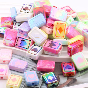 25mm Mignon Carré Acrylique Coloré Coeur Perles Creative Poker Carte Conception pour DIY Stylo Faire Cadeau Accessoires - Product Image 1