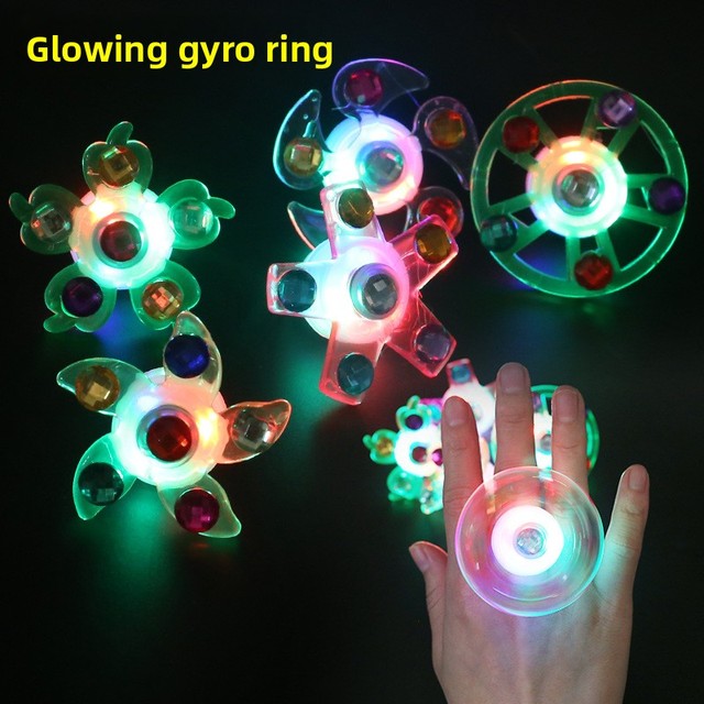 New Luminous Youth Cartoon Flash Rotating Plastic LED Lamp Toy Ring to Push Creative Halloween Gift Wholesale Supply
