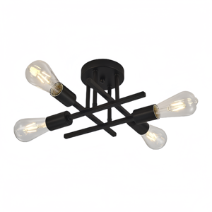Lámpara de Techo <span class=keywords><strong>LED</strong></span> Moderna Minimalista Semiempotrada - Lámpara Colgante de Hierro Negro para Dormitorio y Sala de Estar - Product Image 1