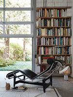 Chaise longue vintage minimaliste en cuir véritable pour salon, balcon, bureau, sieste, détente