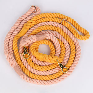 OKEYPETS lujo moda resistente diseñador en blanco hecho a mano algodón natural fuerte elegante cuerda trenzada <span class=keywords><strong>collar</strong></span> de perro y plomo - Product Image 3