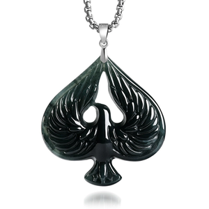 Colgante de jadeíta natural genuina de grado A con diseño de fénix y flor de ciruelo negro, con incrustaciones de plata S925 de grado hielo. - Product Image 3