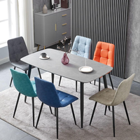 Table à manger moderne et contemporaine, durable, imperméable, en MDF avec plateau en mélamine, 140x80x76cm, avec pieds en métal, pour usage domestique