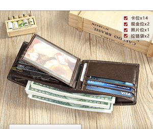 กระเป๋าสตางค์หนังวัวแท้ AndoBag สำหรับผู้ชาย กระเป๋าใส่บัตรและเหรียญ ป้องกัน RFID สไตล์เรโทร ช่องใส่ของหลายช่อง รุ่น 8064 - Product Image 6