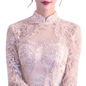 Bridesmaid Dresses Long Sleeve High Neck Champagne Pink Formal Gown Women 2026 New Style - Product Image 5