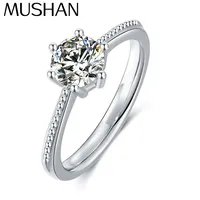 Bague MuShan en argent sterling 925 avec moissanite couleur D VVS, luxueuse, ronde, audacieuse et sophistiquée, accessoires diamantés