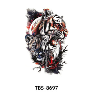2025 nueva venta al por mayor Europeo Americano tatuaje temporal pegatina <span class=keywords><strong>brazo</strong></span> completo <span class=keywords><strong>Lobo</strong></span> Tigre flor diseño papel blanco Pequeño medio <span class=keywords><strong>brazo</strong></span> - Product Image 5