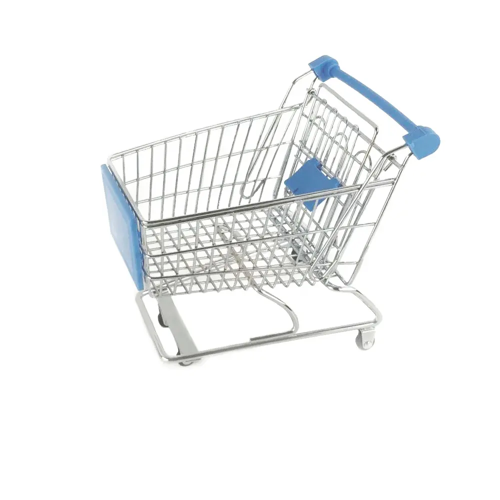 Mini carrito de compras de Metal para niños, cesta de mano para escritorio, juguetes para niños, comida, bolígrafo, teléfono, soporte de regalo para la Oficina y el hogar, novedad