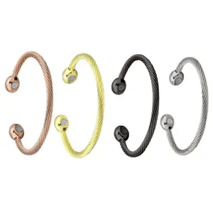 Pulseira simples de ouro e prata sc, bracelete aberto feminino com fecho magnético, no preto rosa