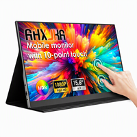Monitor Portátil de 15.6 Pulgadas con Pantalla Táctil 1920x1080 IPS HDR 60Hz FHD, Altavoces Duales, Estuche de Cuero para Teléfono, PC y Consola