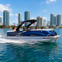 Bateau ponton innovant certifié CE de 22 pieds en aluminium, pour 12 personnes, avec table de salon avant, bateau ponton de loisirs familial, bateau ponton à louer