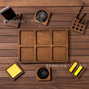 Wooden <b>Desk</b> Storage Rack 29x20cm Office Organizer Tray For Phone Pen Stationery Desktop Accessory - Product Image 3