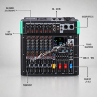 Console de mixage audio professionnelle NK-120 4/6/8/12 canaux avec 99 effets DSP, alimentation fantôme 48V, USB pour scène, studio et sonorisation en direct