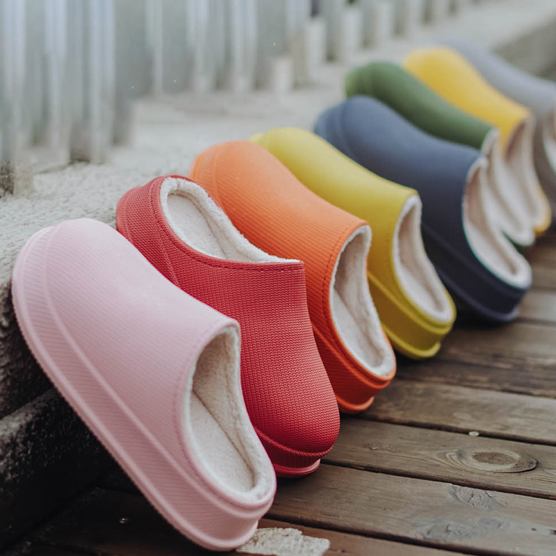 Тапки женские из ЭВА, теплые плюшевые тапки для дома и улицы, хлопок, пена с эффектом памяти, для влюбленных, зимние шлепанцы