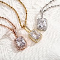 Collier unisexe en cuivre avec pendentif carré en pierre solide style hip-hop YYN 2026, chaîne en corde, tendance « Cold Wind »