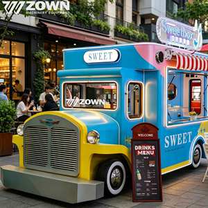 Camion de restauration électrique vintage ZOWN, couleur personnalisée, camion mobile de vente de glaces et de desserts, en acier inoxydable avec doubles éviers - Product Image 1