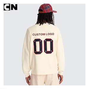 GRS Certification Sweater Manufacturer Custom logo Embroidery 100% Cotton <b>Knit</b> Varsity <b>Cardigan</b> Sweater with Ribbed Cuff & Hem - Product Image 2