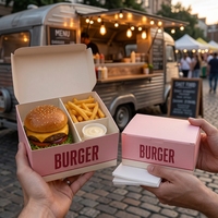 Boîte à emporter biodégradable personnalisée avec logo pour food truck, combo burger, poulet frit et frites