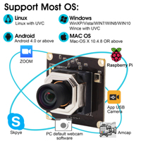 Módulo de Cámara USB ELP 4K Ultra HD 8MP CMOS con Sensor IMX415, Lente con Enfoque Automático sin Distorsión, Plug & Play UVC para Lightburn