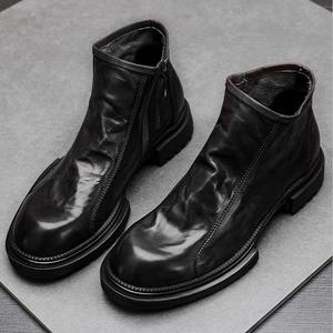 Botas de Tobillo de Cuero Genuino para Hombre, Primavera y Verano, Moda, Estilo Casual, con Cierre Lateral, para Exteriores - Product Image 3