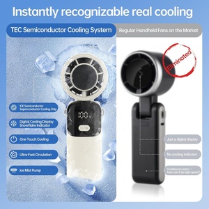 Trending 2026 2400mAh 100 Speed Usb Handheld Fan Portable Wearable Rechargeable Hand Fan with <b>Ice</b> Compress for Gift Girl - Product Image 5