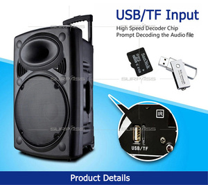Ta15 2305T 15Inch Ngoài Trời Màu Xanh Răng Di Động Có Thể Sạc Lại Âm Thanh Hộp Công Suất Cao Âm Thanh Loa - Product Image 2