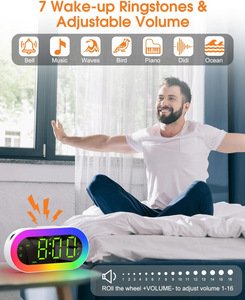 2025 mới nhất thông minh ABS bảng đồng hồ thương mại điện tử đường băng hình đầy màu sắc ánh sáng ban đêm 8 chế độ thời gian cuối tuần/ngày trong tuần Văn phòng Phòng phòng khách - Product Image 4