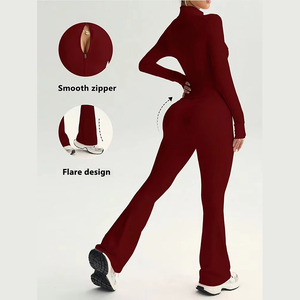 Y2K Flare Pants Tracksuit Women Zip Coat High Waist Tummy <strong>Control</strong> Breathable <strong>Leggings</strong> De Yoga for Autumn Outdoor Running Wear - Product Image 2
