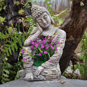 <span class=keywords><strong>Sculpture</strong></span> en résine écologique faite à la main Statue de bouddha zen rétro décorations de pot de fleur de jardin de cour extérieure inspirées du bouddhisme - Product Image 1