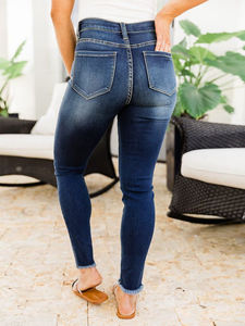 Vente en gros directe – Nouveaux Jeggings en jean noir déchirés <span class=keywords><strong>taille</strong></span> mi-haute pour femme, coupe skinny élastique, grandes tailles - Product Image 5