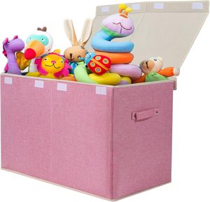 Cestas Organizadoras de Tela Negras Plegables, Caja de Juguetes para Niños con Tapas - Product Image 1