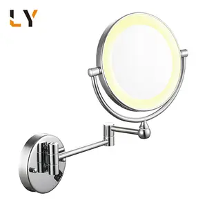 Extendable Wall Mounted Magnifying Mirror Multicolor Folding Hotel Round Bathroom Mirror