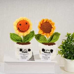 <span class=keywords><strong>Halloween</strong></span> hoa hướng dương Chậu cây hoa khuyến khích năng lượng tích cực dệt kim mô phỏng máy tính để bàn trang trí vui cầm tay Tạ Ơn - Product Image 3
