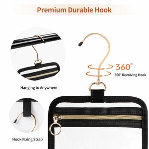 Custom Waterproof Transparent Makeup <b>Bag</b> with 360° Revolving Hook-<b>Clear</b> PVC Hanging <b>Toiletry</b> <b>Bag</b> <b>Travel</b> Organization - Product Image 5