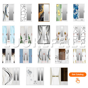 Hiện Đại Tùy Chỉnh Gõ Xuống In Almirah Trượt 2 3 4 5 Cửa Vải Tủ Quần Áo Nội Thất Phòng Ngủ Kim Loại Thép Gương Tủ Quần Áo - Product Image 6