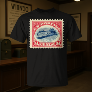 Camiseta retro vintage con estampado de sellos postales de los años 1900 con Jenny de cabeza abajo - Product Image 3