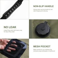 Sac de douche portable solaire avec tuyau amovible et pommeau de douche commutable marche-arrêt pour la natation à la plage, les voyages en plein air, la randonnée
